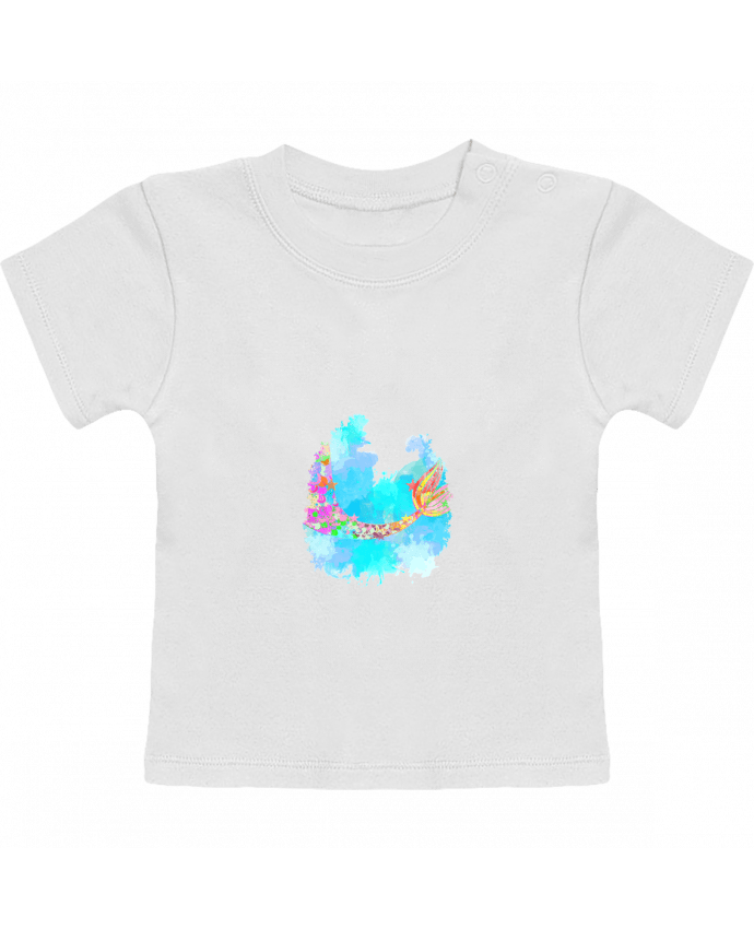 T-Shirt Baby Short Sleeve Watercolor Mermaid manches courtes du designer PinkGlitter