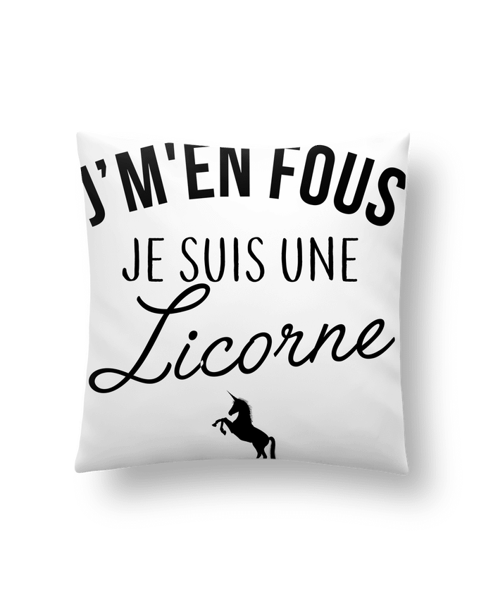 Cushion synthetic soft 45 x 45 cm J'm'en fous je suis licorne by LPMDL