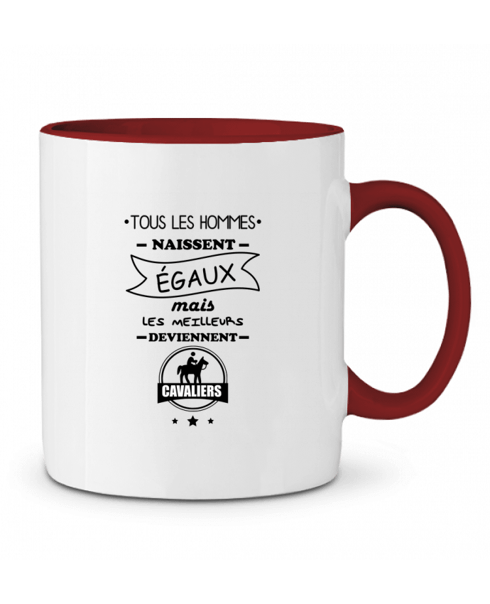 Two-tone Ceramic Mug Tous les hommes naissent égaux mais les meilleurs deviennent cavaliers, cavalier, cheva