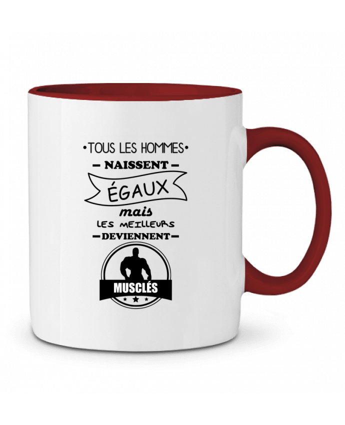 Two-tone Ceramic Mug Tous les hommes naissent égaux mais les meilleurs deviennent musclés, musclé, musculati