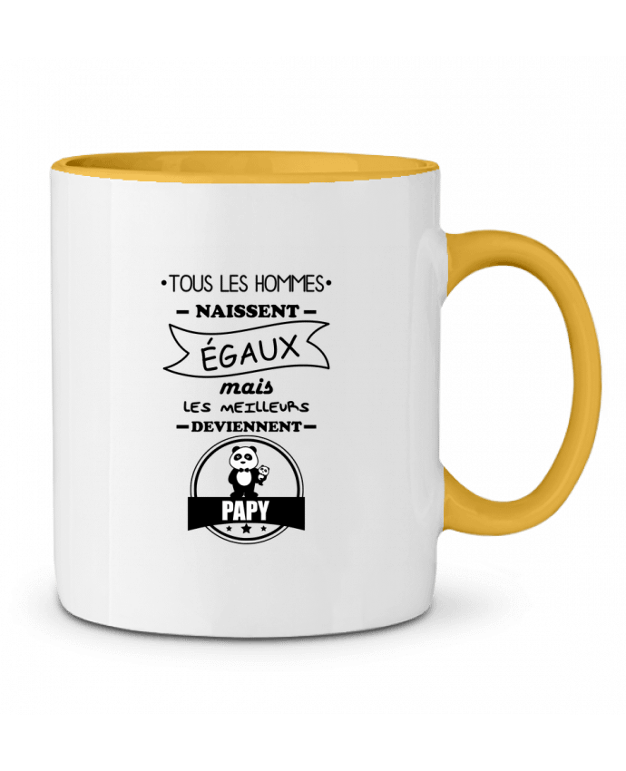 Mug bicolore Tous les hommes naissent égaux mais les meilleurs deviennent papy, papi, papis, papys B