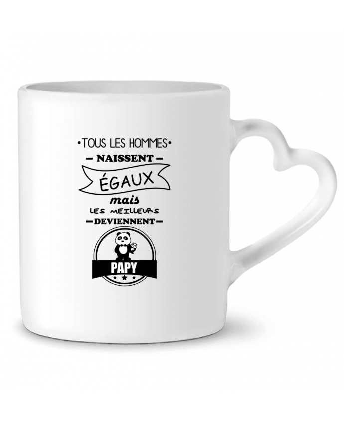 Mug coeur Tous les hommes naissent égaux mais les meilleurs deviennent papy, papi, papis, papys par 