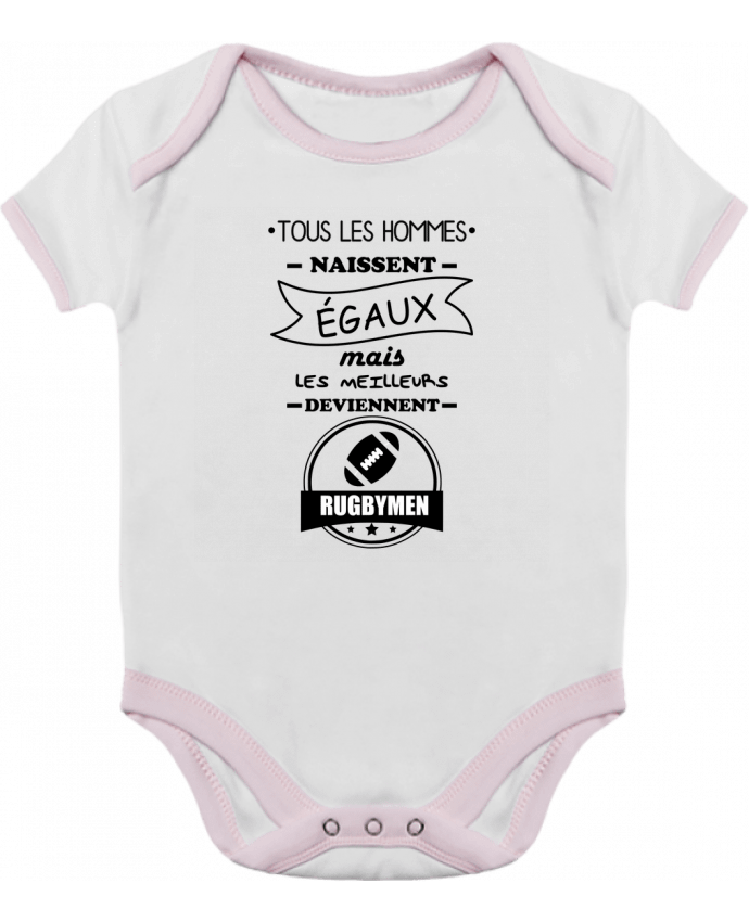 Body bébé manches contrastées Tous les hommes naissent égaux mais les meilleurs deviennent rugbymen,