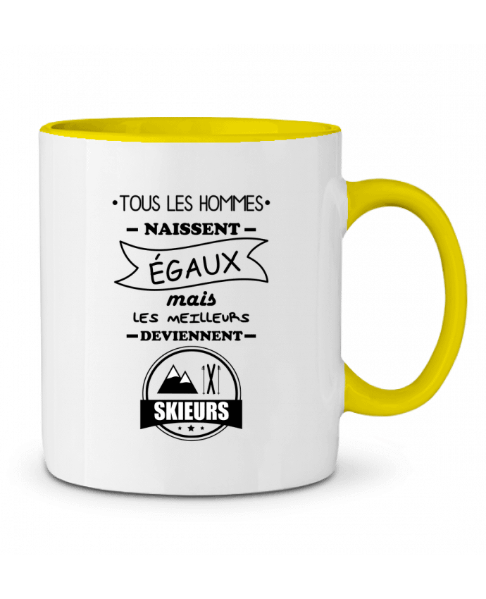 Taza Cerámica Bicolor Tous les hommes naissent égaux mais les meilleurs deviennent skieurs, skieur, ski Benic