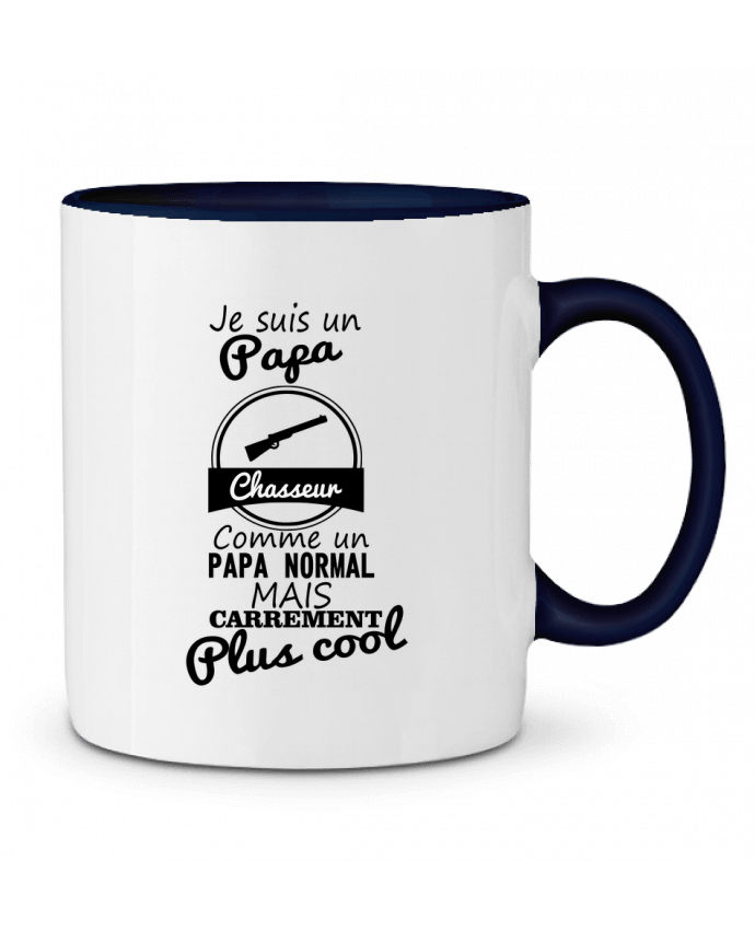 Mug bicolore Je suis un papa chasseur comme un papa normal mais carrément plus cool Benichan