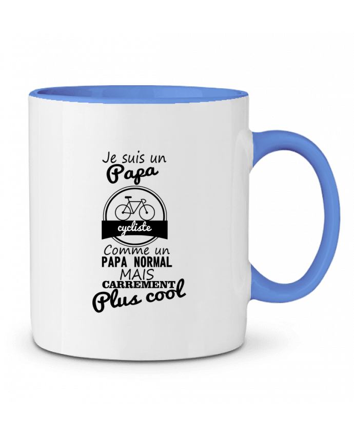 Mug bicolore Je suis un papa cycliste comme un papa normal mais carrément plus cool Benichan