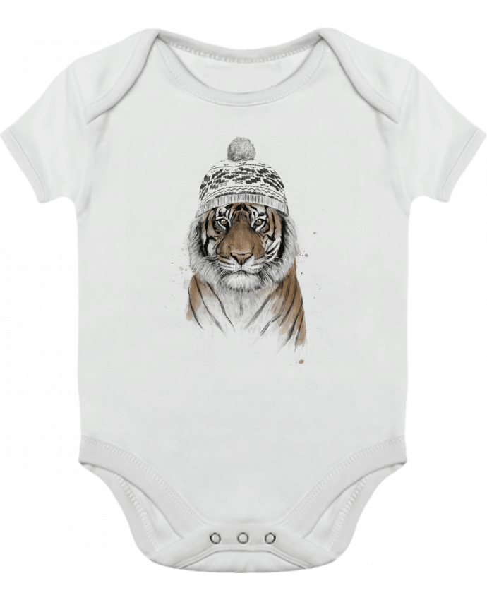 Body bébé manches contrastées Siberian tiger par Balàzs Solti