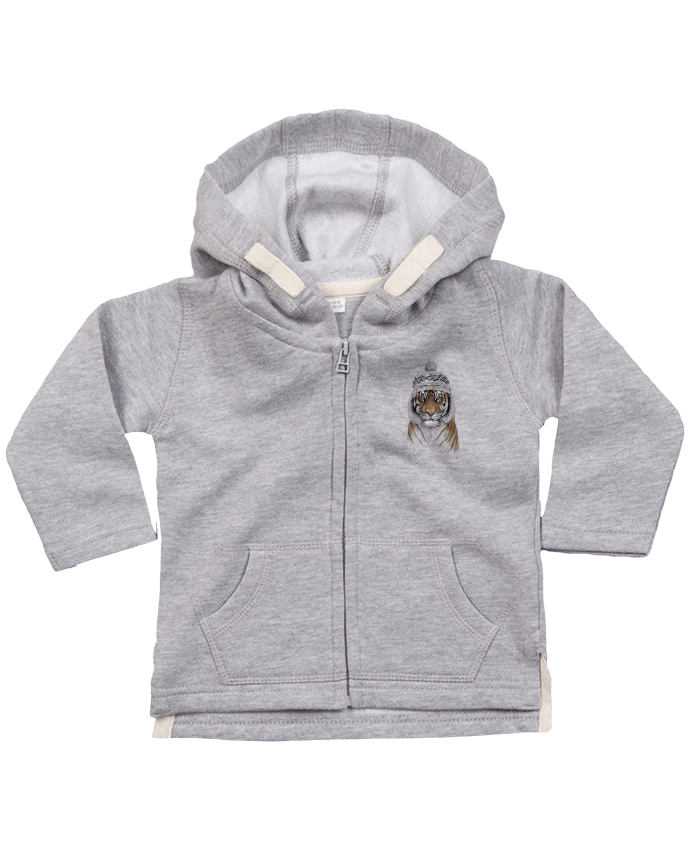 Hoddie with zip for baby Siberian tiger by Balàzs Solti