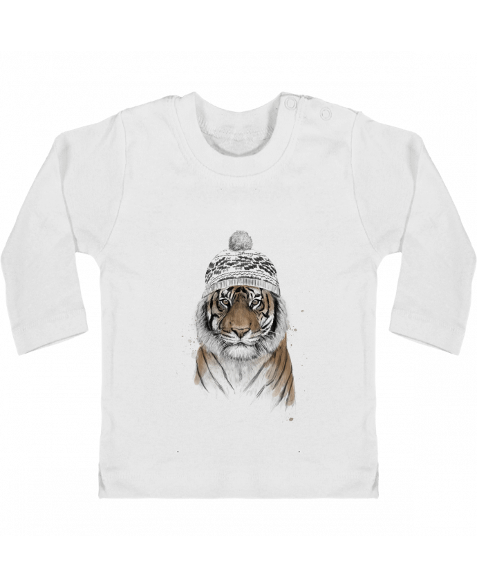 Camiseta Bebé Manga Larga con Botones  Siberian tiger manches longues du designer Balàzs Solti