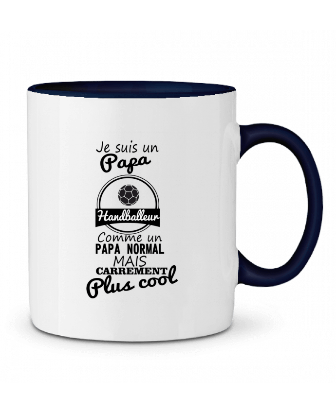 Taza Cerámica Bicolor Je suis un papa handballeur comme un papa normal mais carrément plus cool Benichan