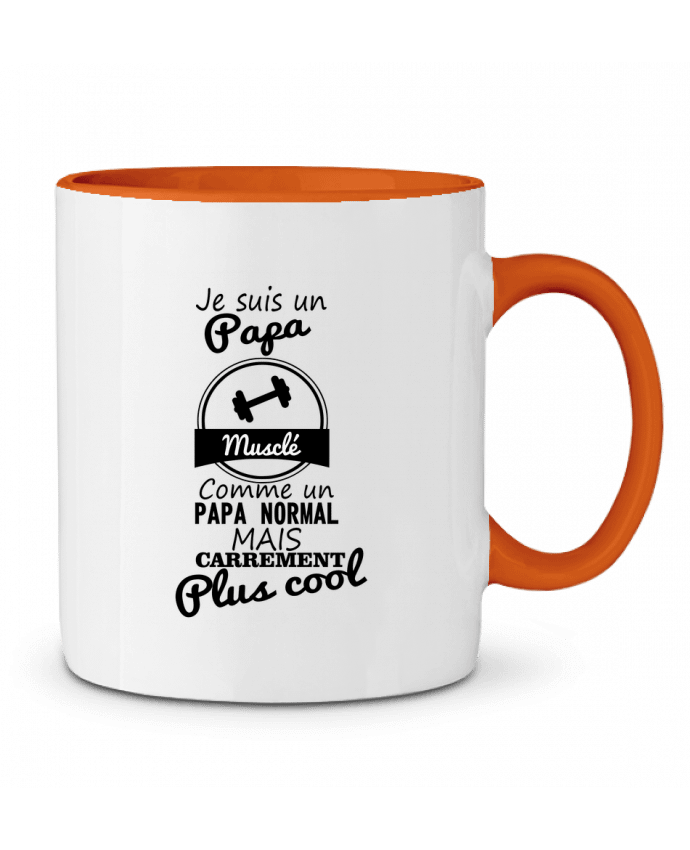 Mug bicolore Je suis un papa musclé comme un papa normal mais carrément plus cool Benichan