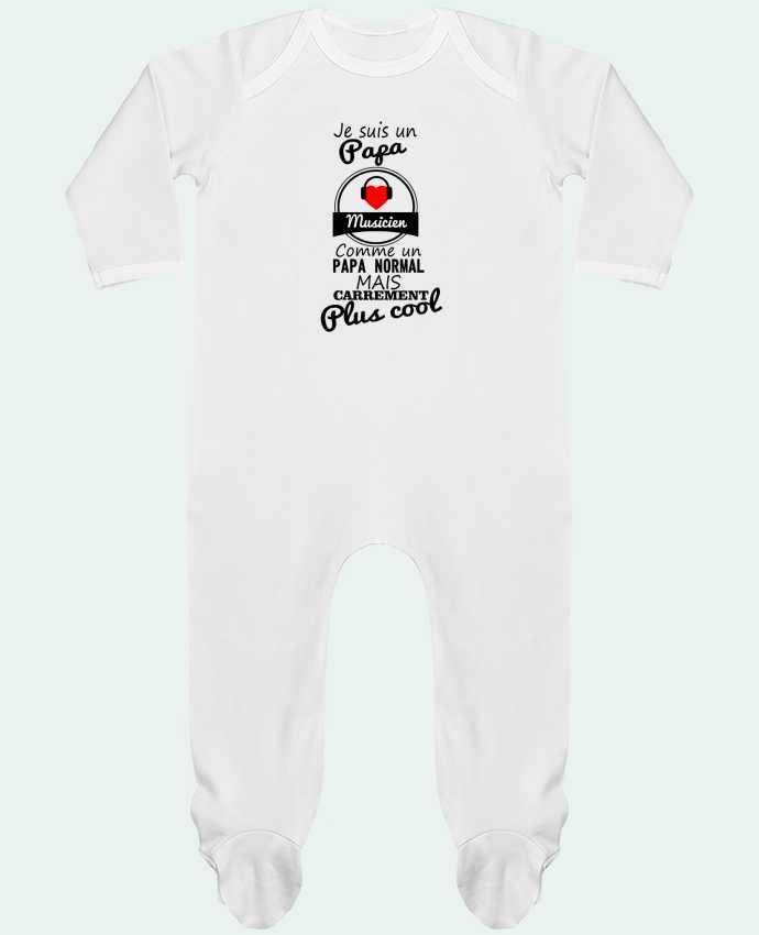 Baby Sleeper long sleeves Contrast Je suis un papa musicien comme un papa normal mais carrément plus cool by Benichan