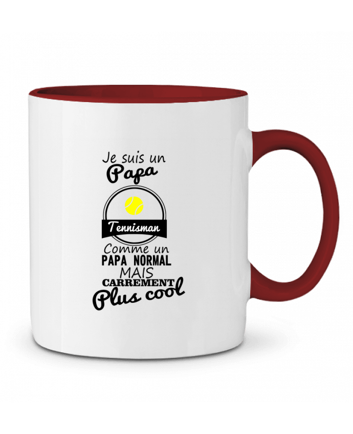 Mug bicolore Je suis un papa tennisman comme un papa normal mais carrément plus cool Benichan