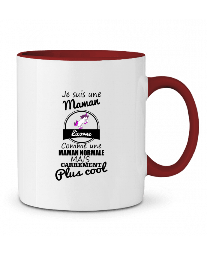 Mug bicolore Je suis une maman licorne comme une maman normale mais carrément plus cool Benichan