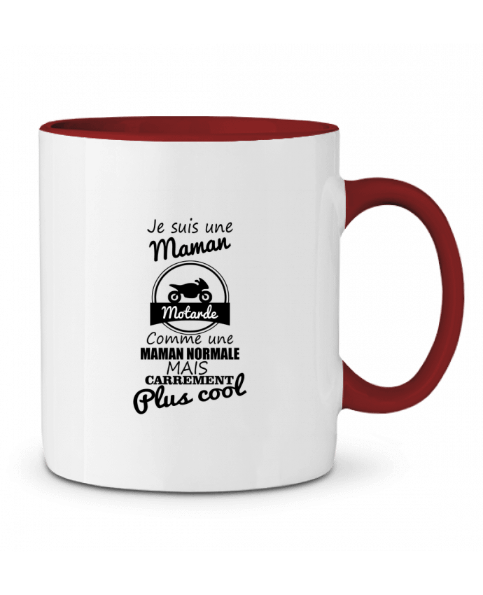 Mug bicolore Je suis une maman motarde comme une maman normale mais carrément plus cool Benichan