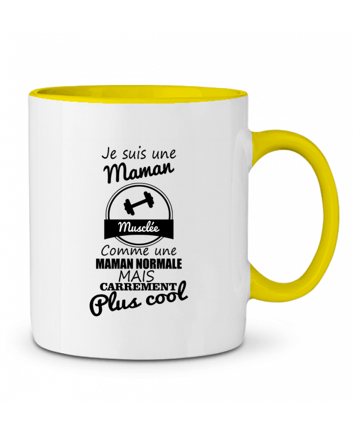 Taza Cerámica Bicolor Je suis une maman musclée comme une maman normale mais carrément plus cool Benichan