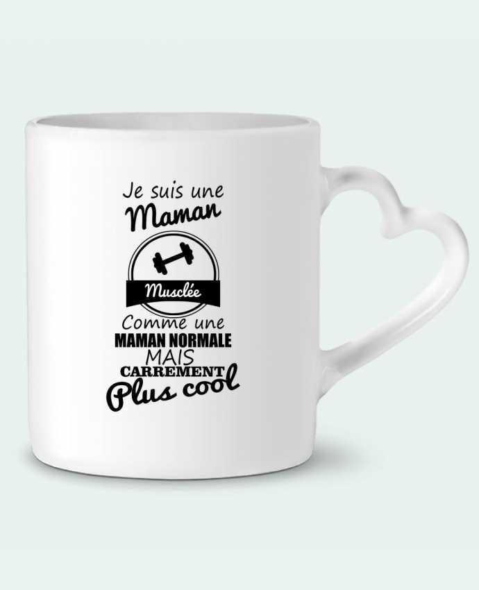 Mug coeur Je suis une maman musclée comme une maman normale mais carrément plus cool par Benichan