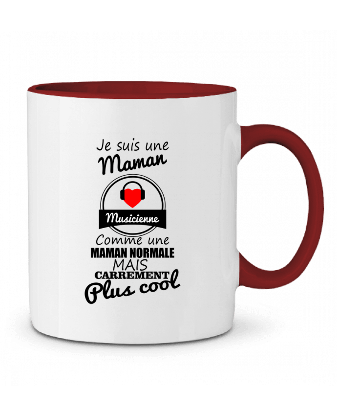 Mug bicolore Je suis une maman musicienne comme une maman normale mais carrément plus cool Benichan