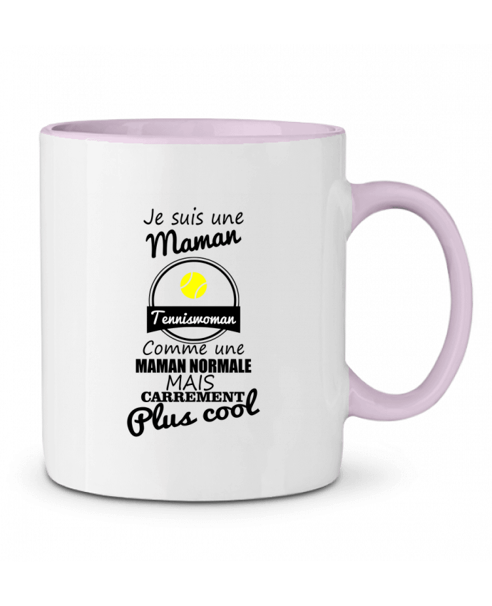 Mug bicolore Je suis une maman tenniswoman comme une maman normale mais carrément plus cool Benichan