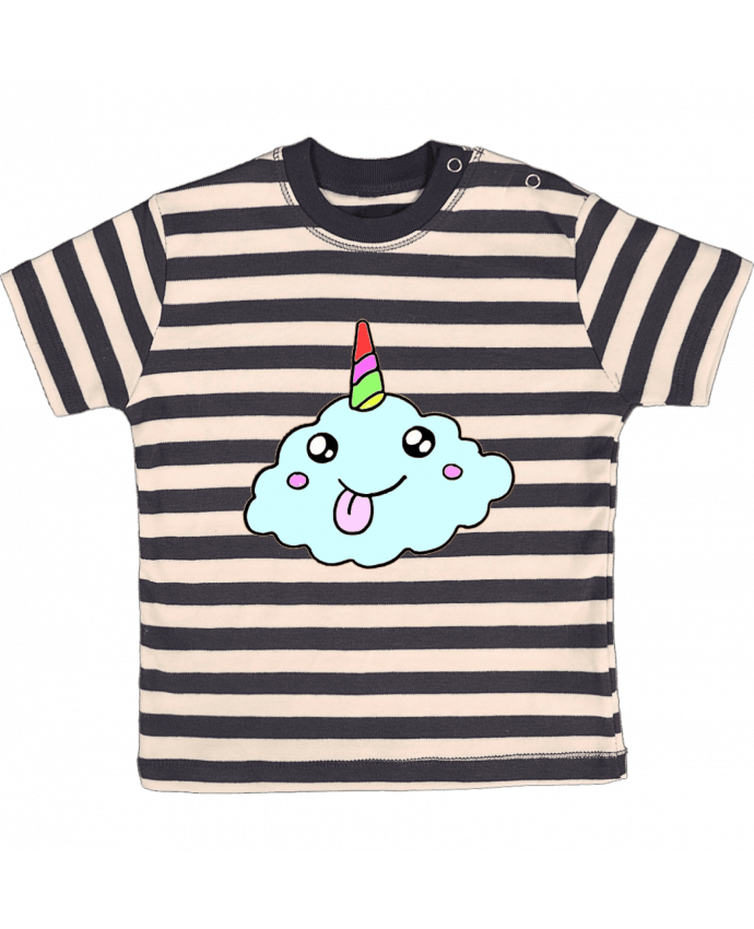 T-shirt baby with stripes Licorne nuage by franatixx