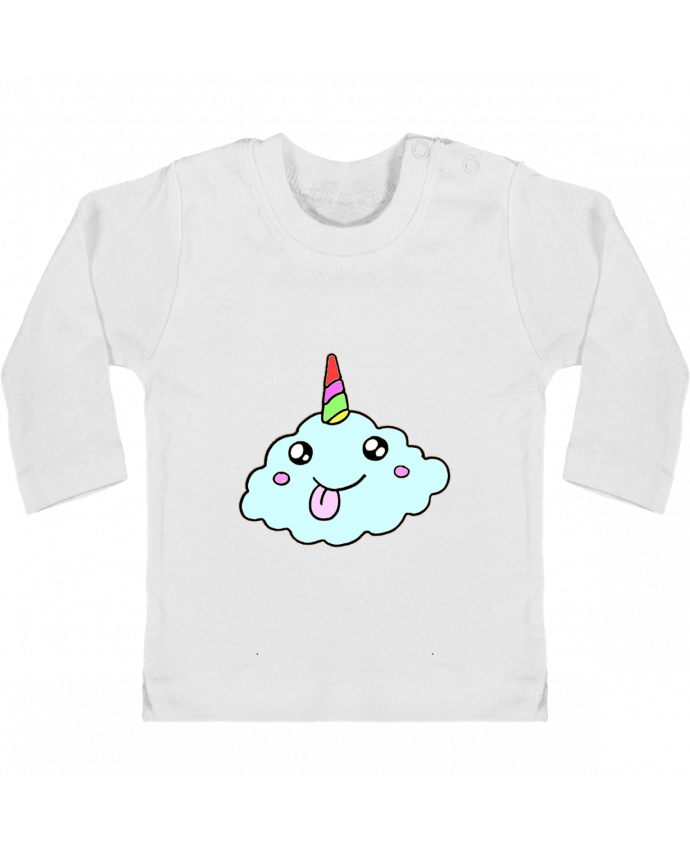 Camiseta Bebé Manga Larga con Botones  Licorne nuage manches longues du designer franatixx
