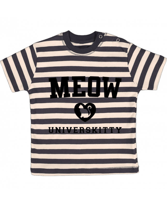 Tee-shirt bébé à rayures Meow Universkitty par Freeyourshirt.com