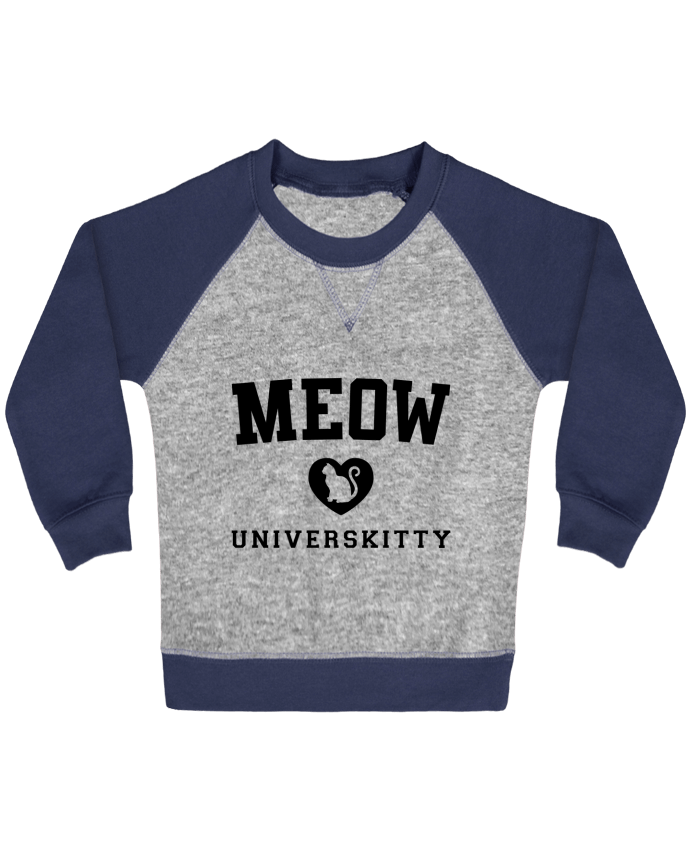 Sweatshirt Baby crew-neck sleeves contrast raglan Meow Universkitty by Freeyourshirt.com