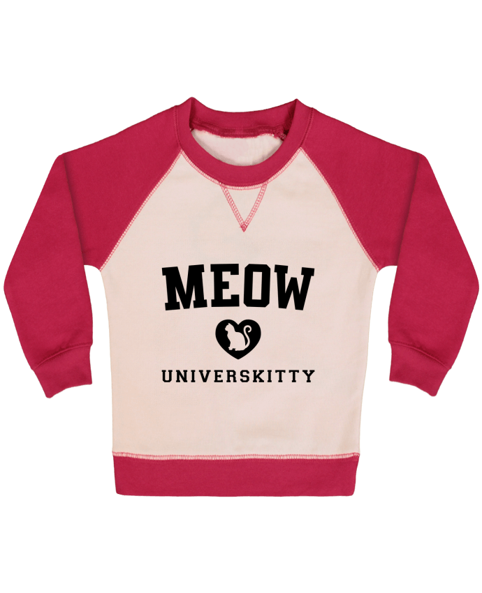Sweatshirt Baby crew-neck sleeves contrast raglan Meow Universkitty by Freeyourshirt.com