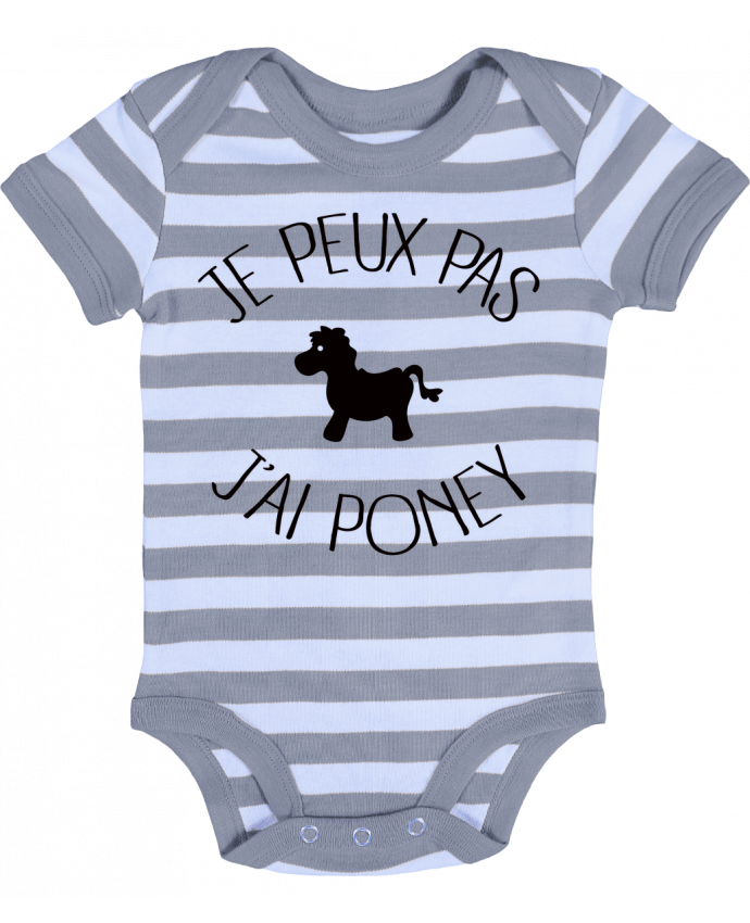 Baby Body striped Je peux pas j'ai poney - Freeyourshirt.com