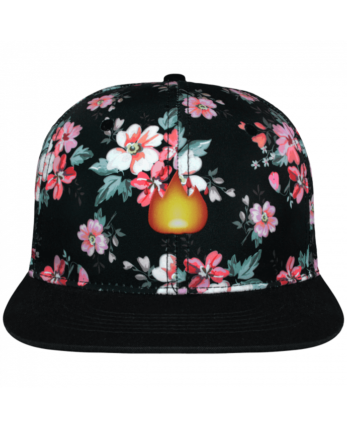 Snapback Cap Black Floral crown pattern Fire by tunetoo brodé avec toile motif à fleurs 100% polyester et vi