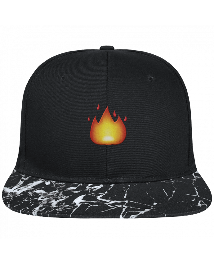 Snapback Cap visor black mineral pattern Fire by tunetoo brodé avec toile noire 100% coton et visière imprimé