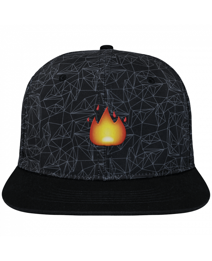 Casquette snapback geometric noire Fire by tunetoo brodé avec toile imprimée et visière noire