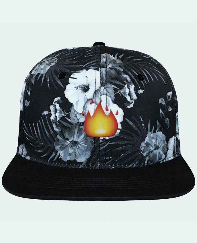 Snapback Cap Hawaii Crown pattern Fire by tunetoo brodé et toile imprimée motif floral noir et 