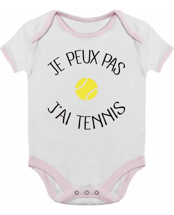 Body bébé manches contrastées Je peux pas j'ai Tennis par Freeyourshirt.com