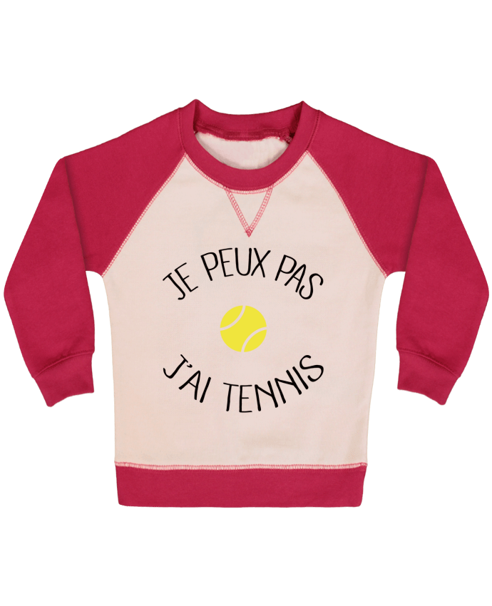 Sweat bébé manches contrastée Je peux pas j'ai Tennis par Freeyourshirt.com