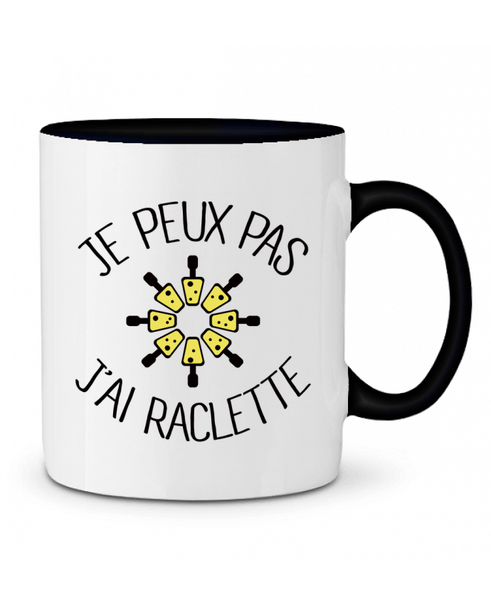 Mug bicolore Je peux pas j'ai Raclette Freeyourshirt.com