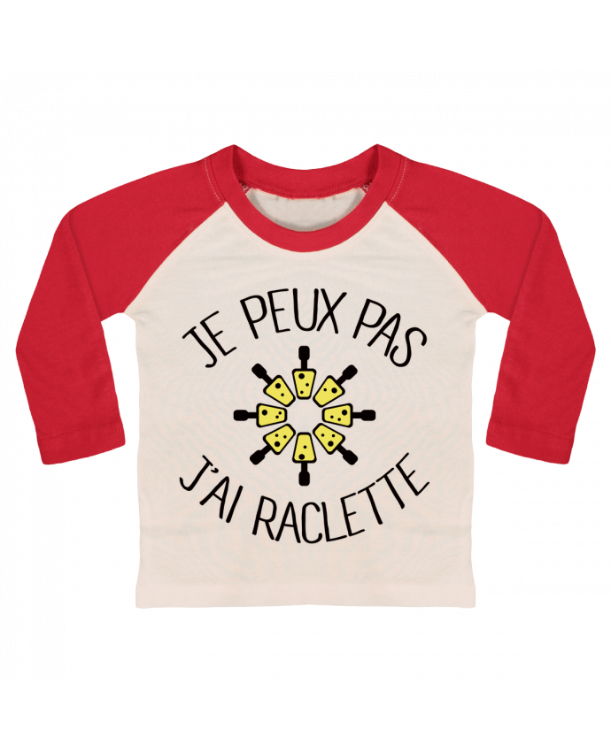 Camiseta Bebé Béisbol Manga Larga Je peux pas j'ai Raclette por Freeyourshirt.com