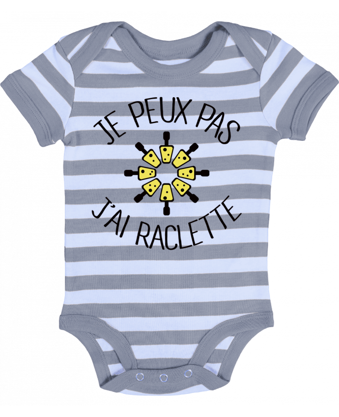 Baby Body striped Je peux pas j'ai Raclette - Freeyourshirt.com