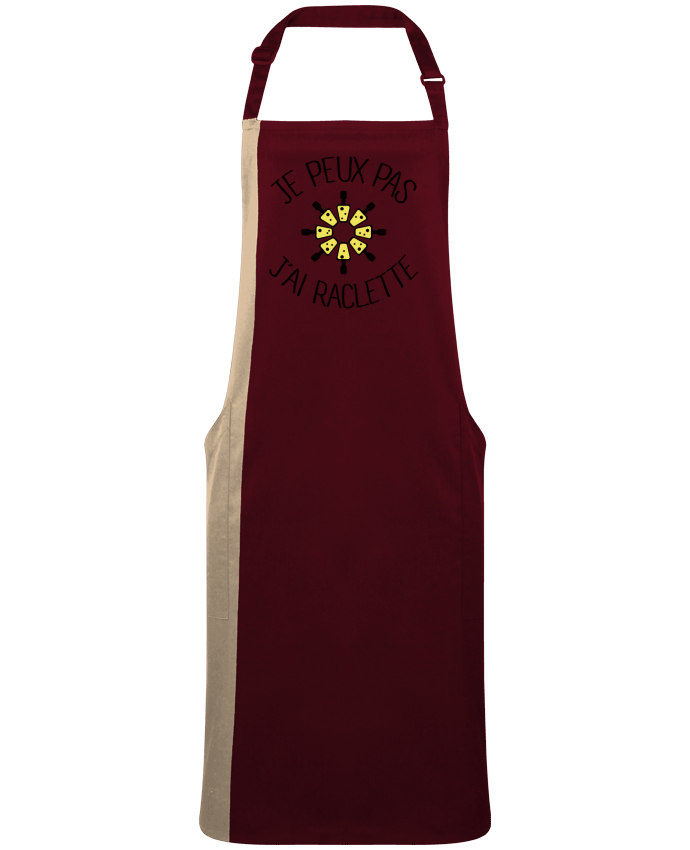 Tablier bicolore Je peux pas j'ai Raclette par  Freeyourshirt.com