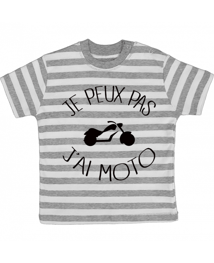 Camiseta Bebé a Rayas Je Peux Pas J'ai Moto por Freeyourshirt.com