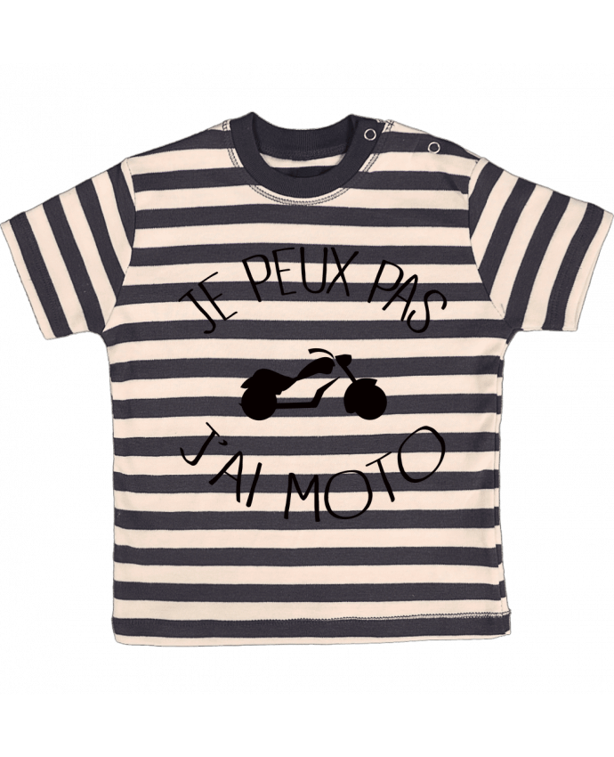 T-shirt baby with stripes Je Peux Pas J'ai Moto by Freeyourshirt.com