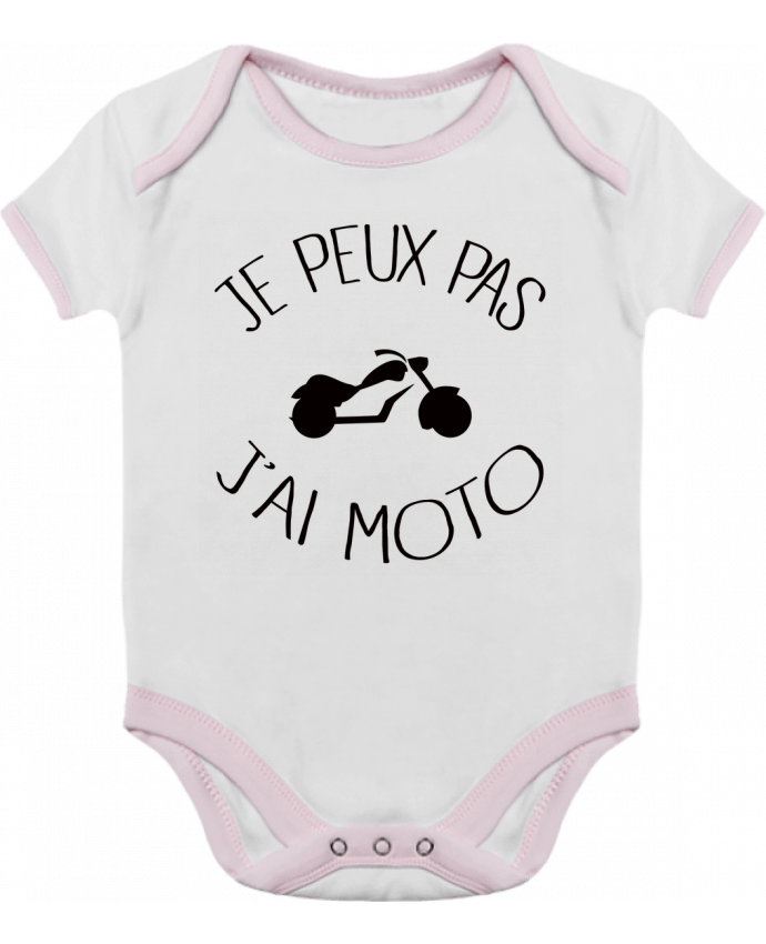 Body bébé manches contrastées Je Peux Pas J'ai Moto par Freeyourshirt.com