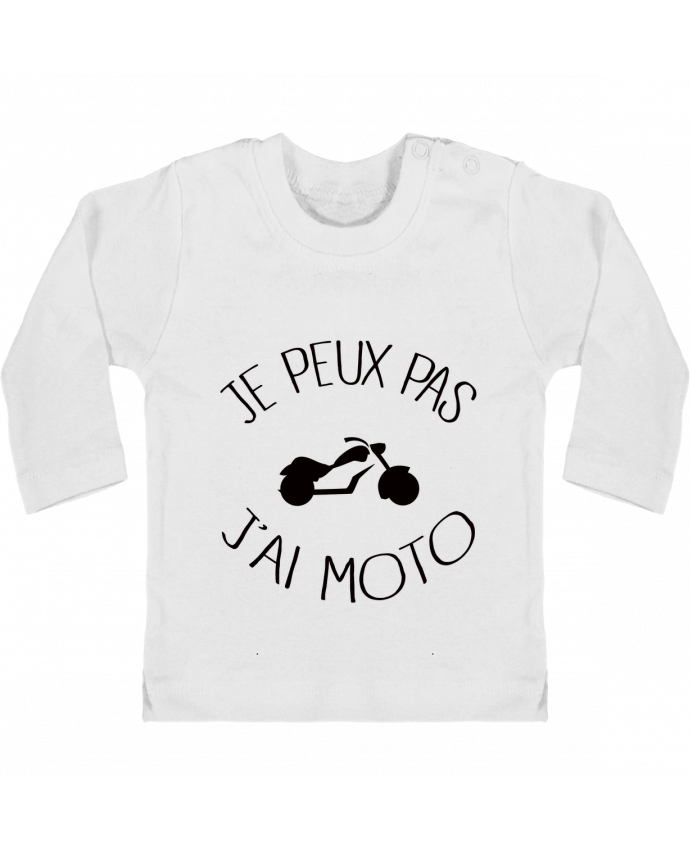 Baby T-shirt with press-studs long sleeve Je Peux Pas J'ai Moto manches longues du designer Freeyourshirt.com