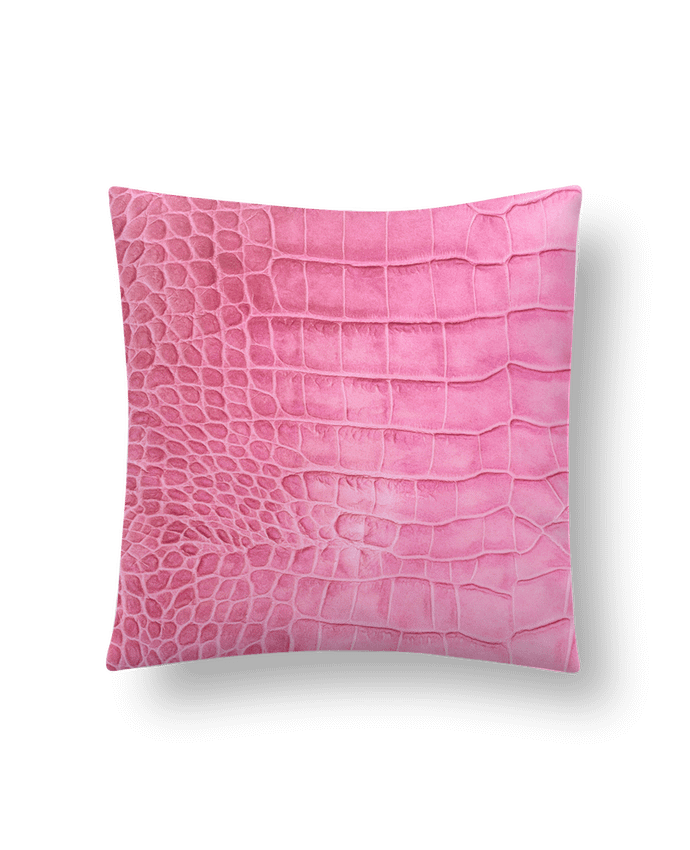 Cushion synthetic soft 45 x 45 cm Cuir croco rose by Les Caprices de Filles
