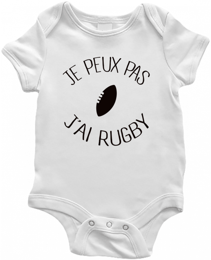Body bébé Je peux pas j'ai rugby par Freeyourshirt.com