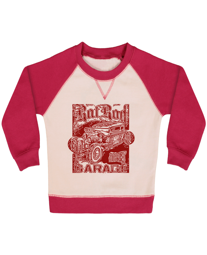 Sudadera Bebé Cuello Redondo Mangas Contraste Hot rod garage por David