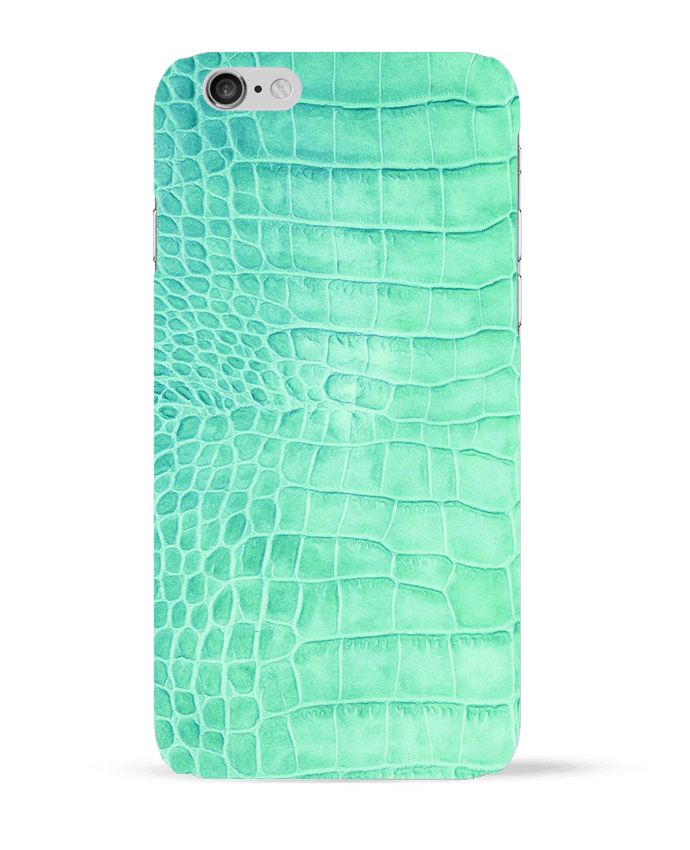 Coque iPhone 6 Cuir croco vert d'eau par Les Caprices de Filles