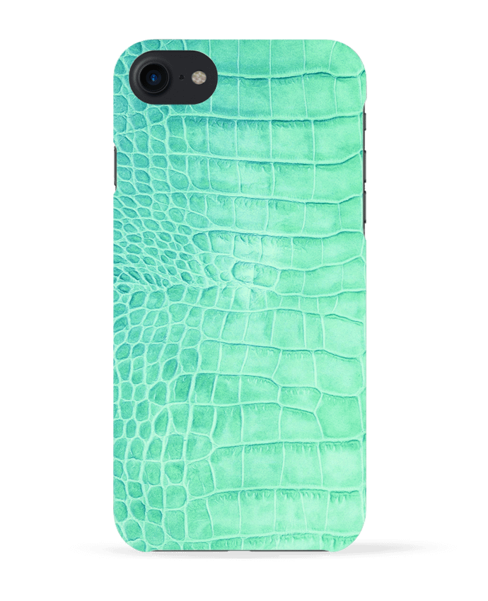 COQUE 3D Iphone 7 Cuir croco vert d'eau de Les Caprices de Filles