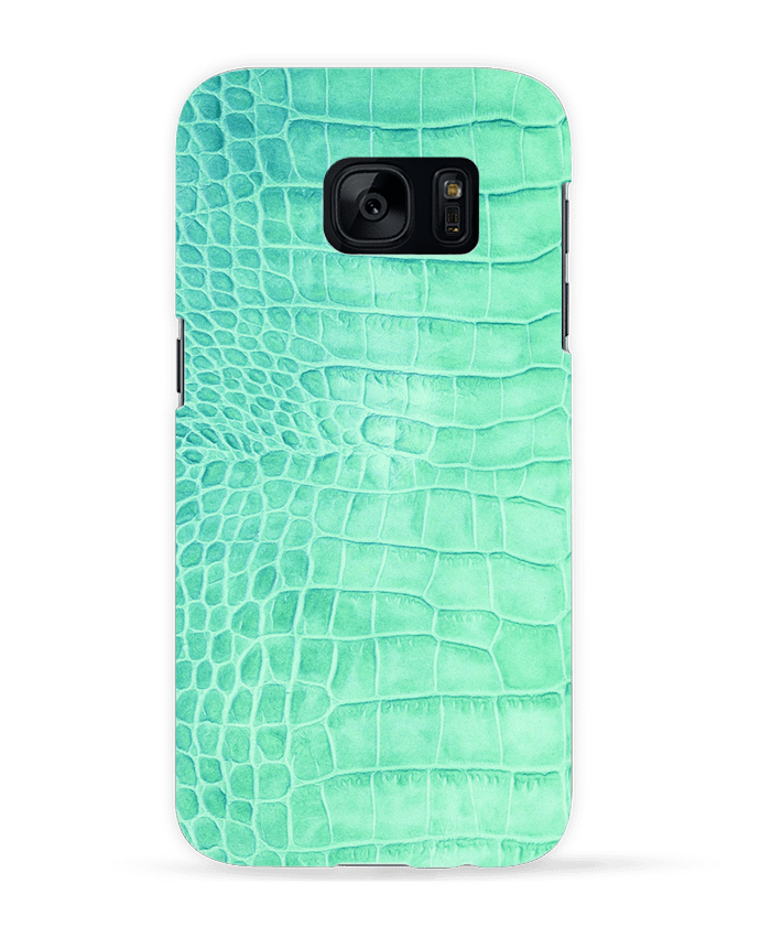 Case 3D Samsung Galaxy S7 Cuir croco vert d'eau by Les Caprices de Filles