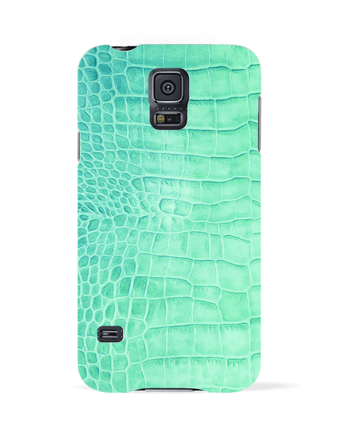Coque Samsung Galaxy S5 Cuir croco vert d'eau par Les Caprices de Filles